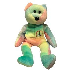 Peace Bear Ty Beanie Babies Tie Dyed 101 NWMT